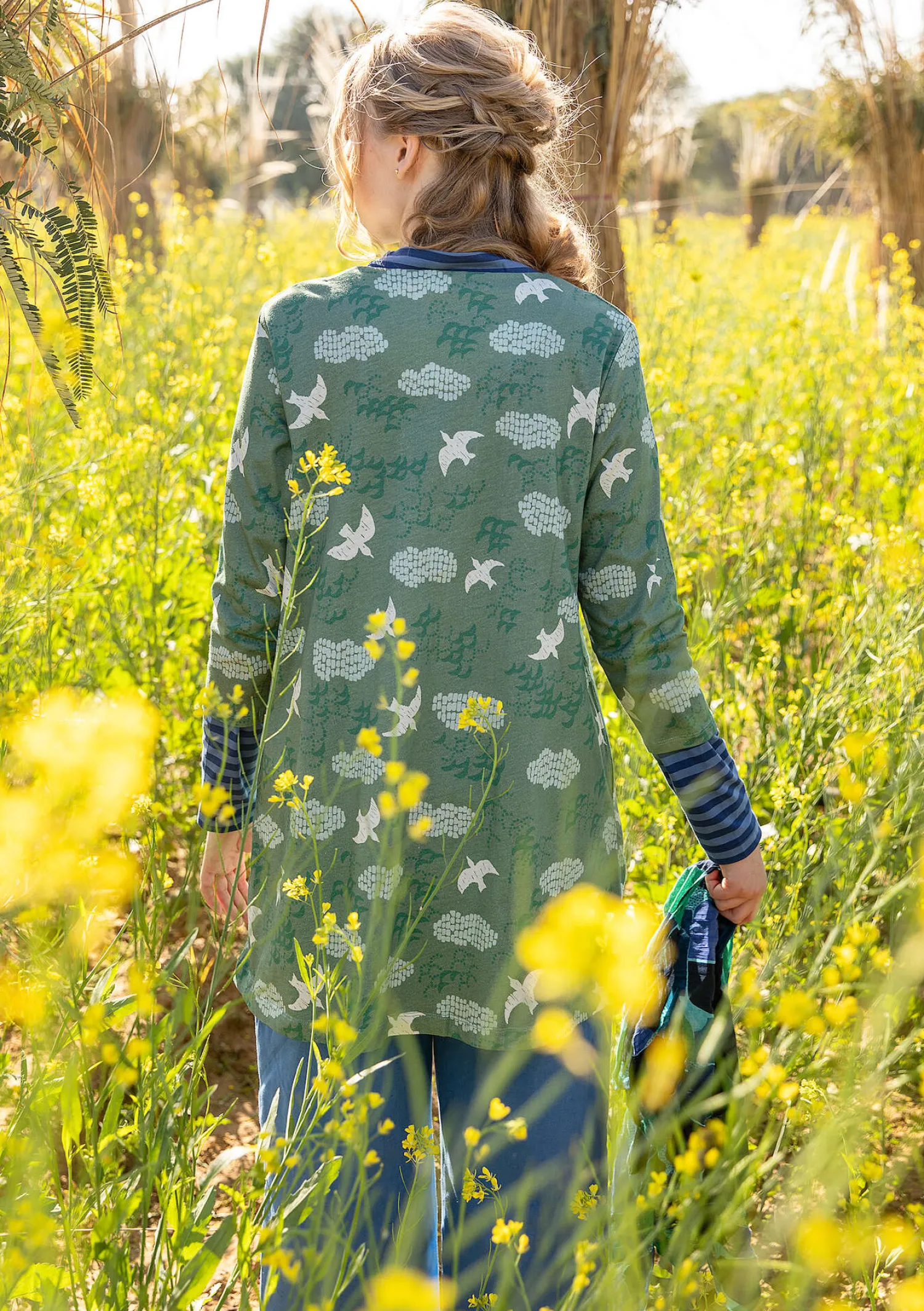 Sale Gudrun Sjödén Jerseytunika „Flyttfågel“ aus Bio-Baumwolle schwarz