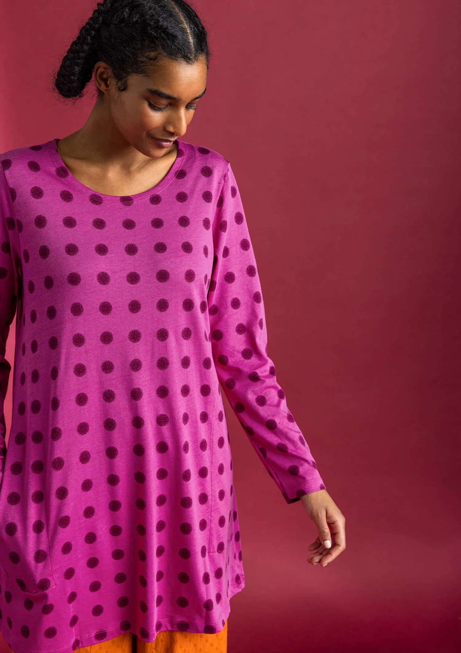 Sale Gudrun Sjödén Jerseytunika „Tyra“ aus Bio-Baumwolle/Modal malachit-gemustert