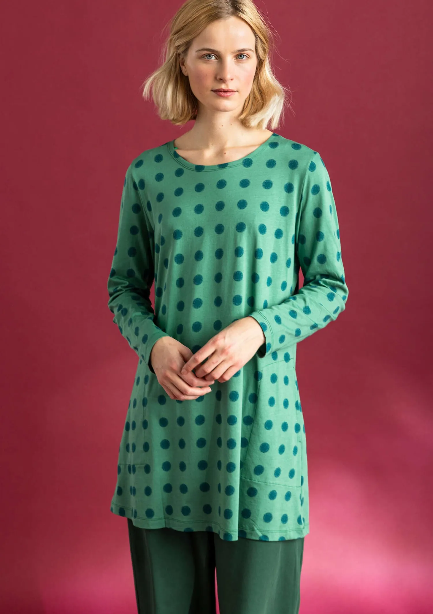 Sale Gudrun Sjödén Jerseytunika „Tyra“ aus Bio-Baumwolle/Modal malachit-gemustert