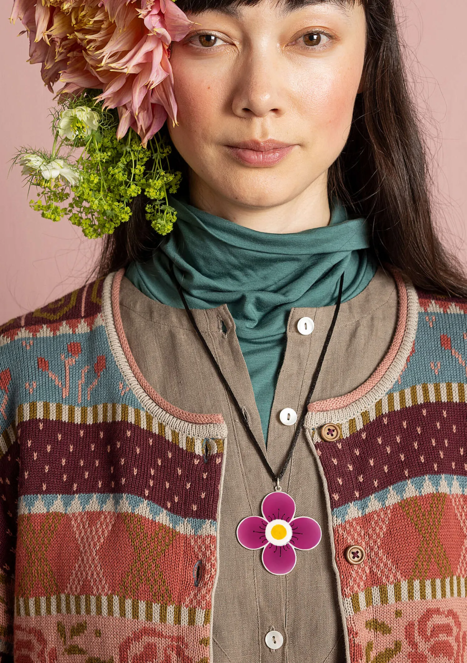 Cheap Gudrun Sjödén Kettenanhänger „Ulla“ aus Silber cerise