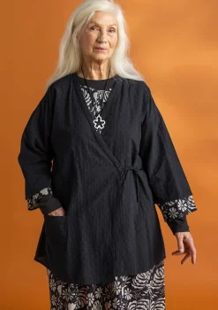 Best Gudrun Sjödén Kimono aus Bio-Baumwolldobby schwarz