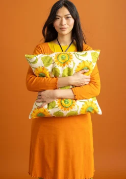Online Gudrun Sjödén Kissenhülle „Sunflower“ aus Bio-Baumwolle/Leinen türkis