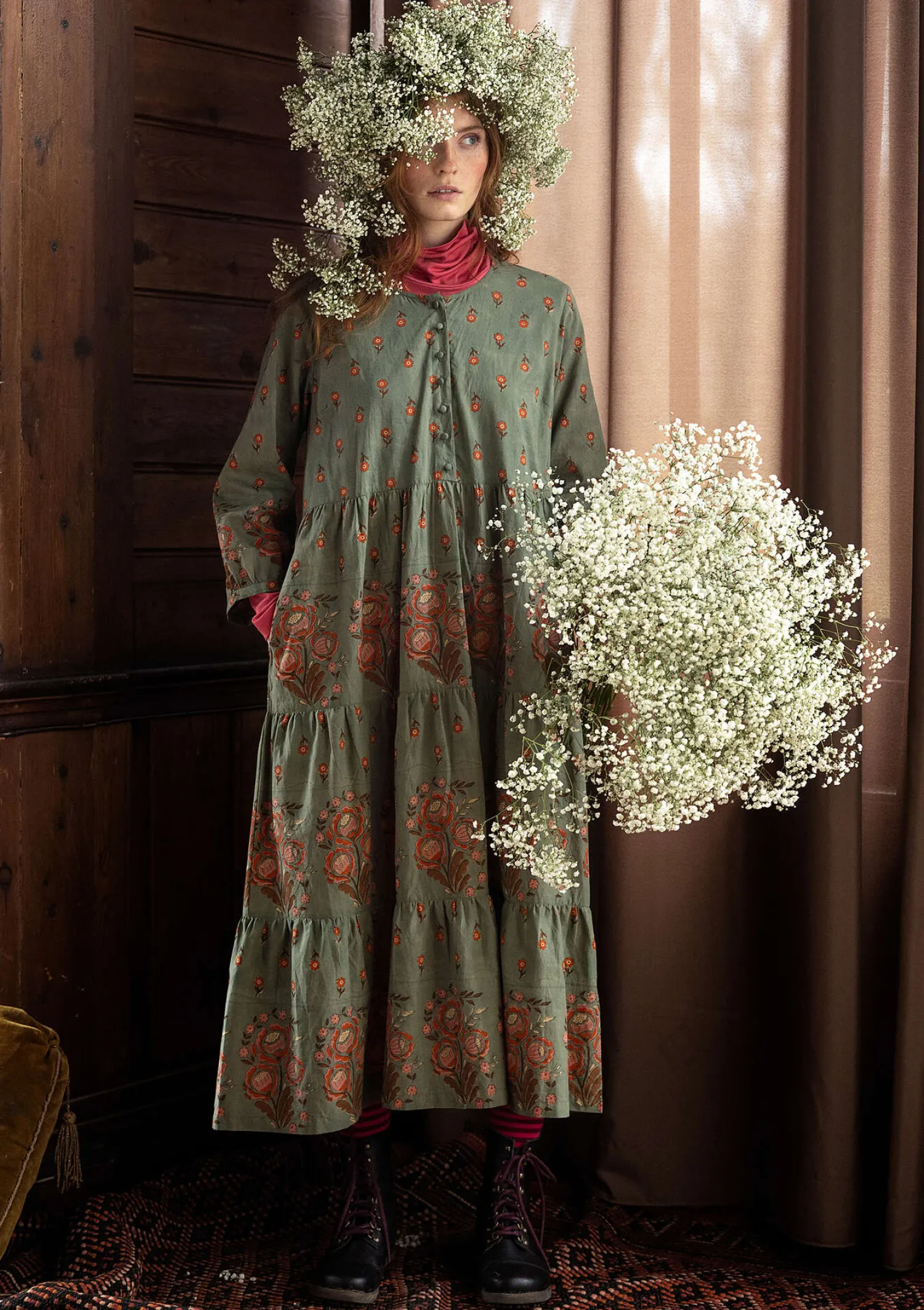 Hot Gudrun Sjödén Kleid „Asta“ aus Bio-Baumwollgewebe indigogrün