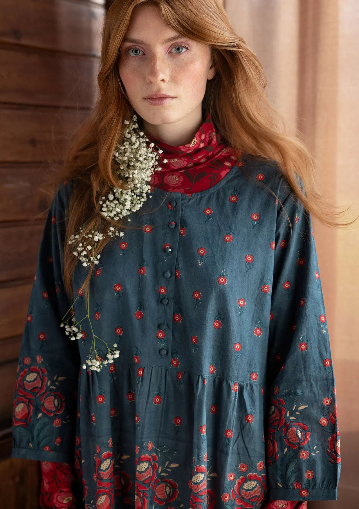 Hot Gudrun Sjödén Kleid „Asta“ aus Bio-Baumwollgewebe indigogrün