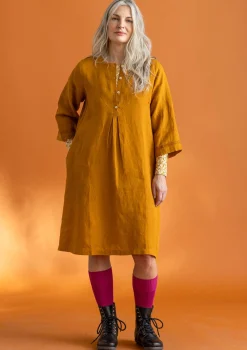 Clearance Gudrun Sjödén Kleid „Asta“ aus Leinengewebe hellkartoffel