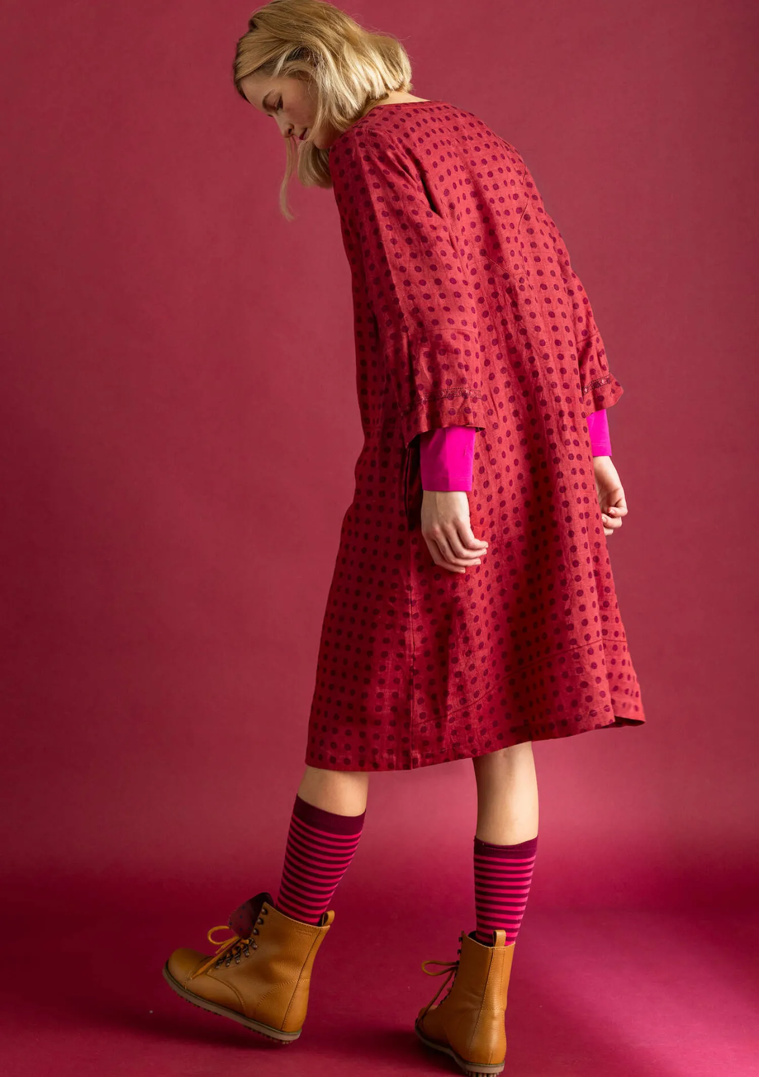 Clearance Gudrun Sjödén Kleid „Asta“ aus Leinengewebe hellkartoffel
