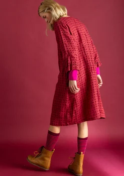 Hot Gudrun Sjödén Kleid „Asta“ aus Leinengewebe nebelblau-gemustert