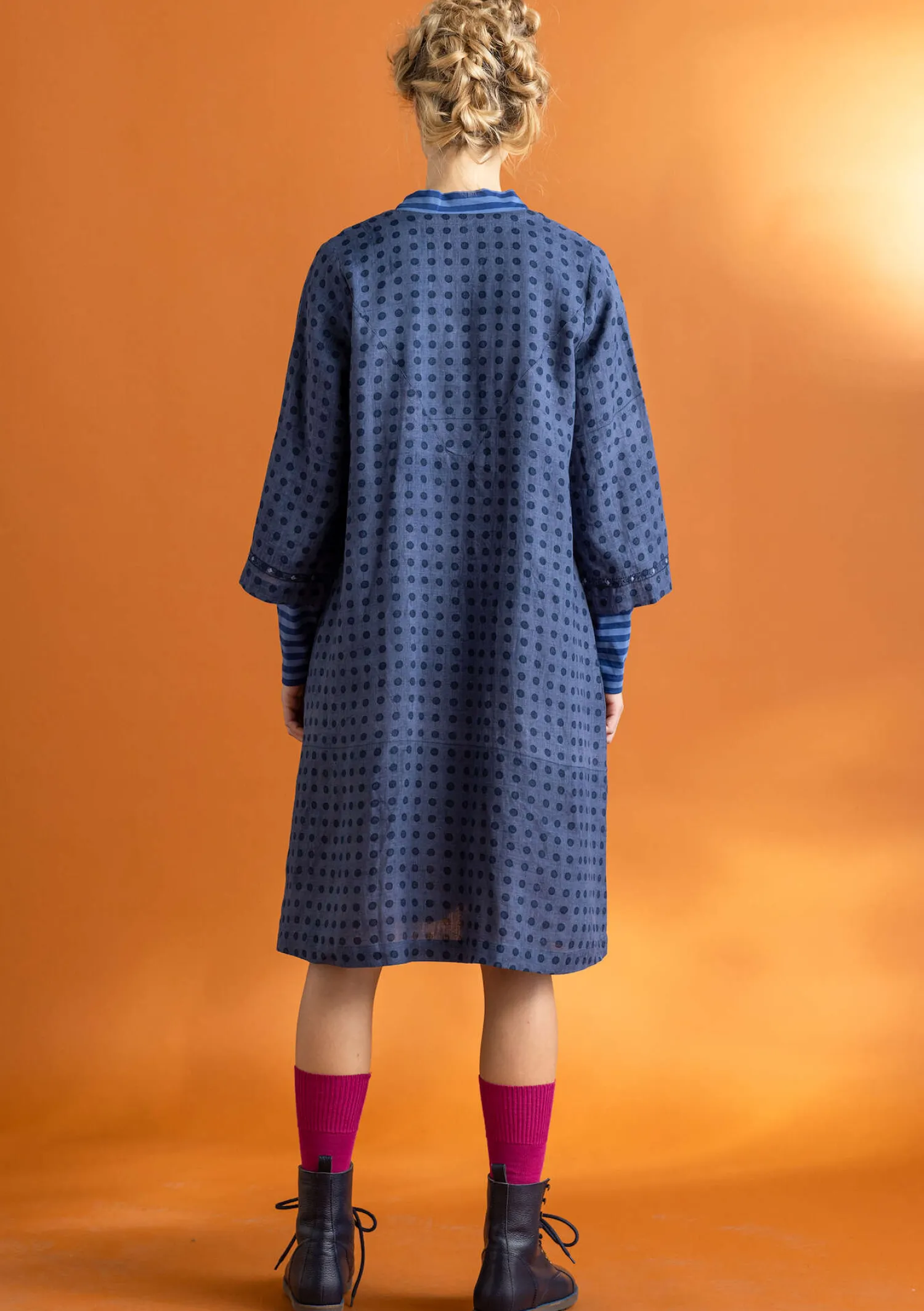 Outlet Gudrun Sjödén Kleid „Asta“ aus Leinengewebe hopper-gemustert