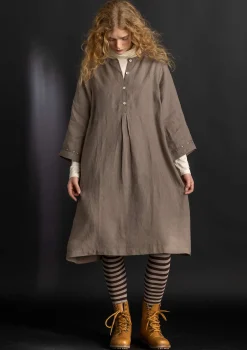 Hot Gudrun Sjödén Kleid „Asta“ aus Leinengewebe feige-gemustert