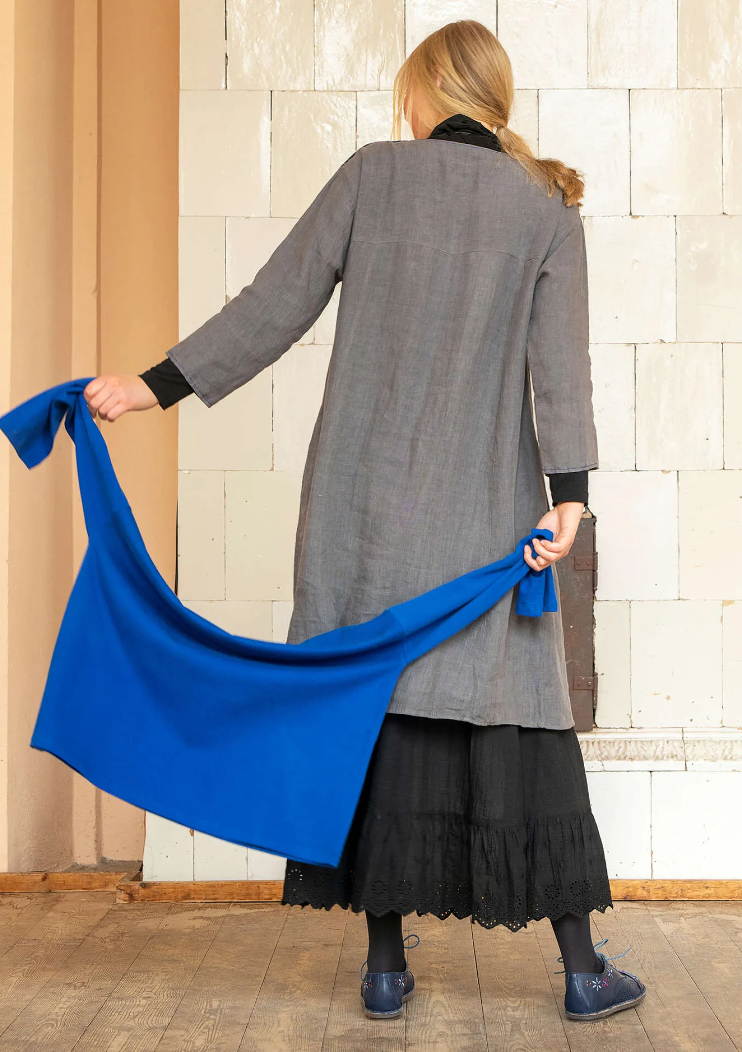 Shop Gudrun Sjödén Kleid aus Leinengewebe indigo