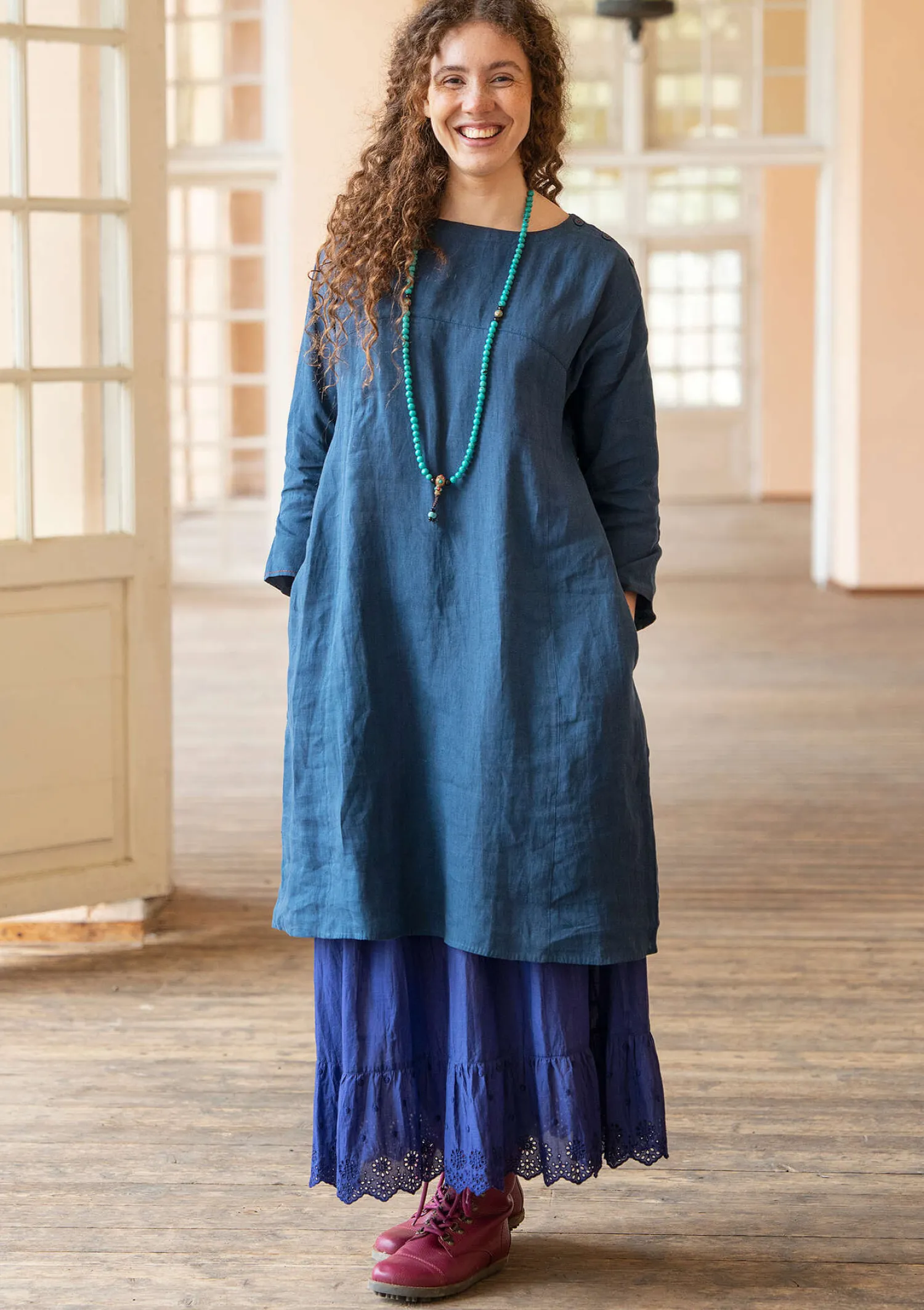 Best Sale Gudrun Sjödén Kleid aus Leinengewebe rosenholz