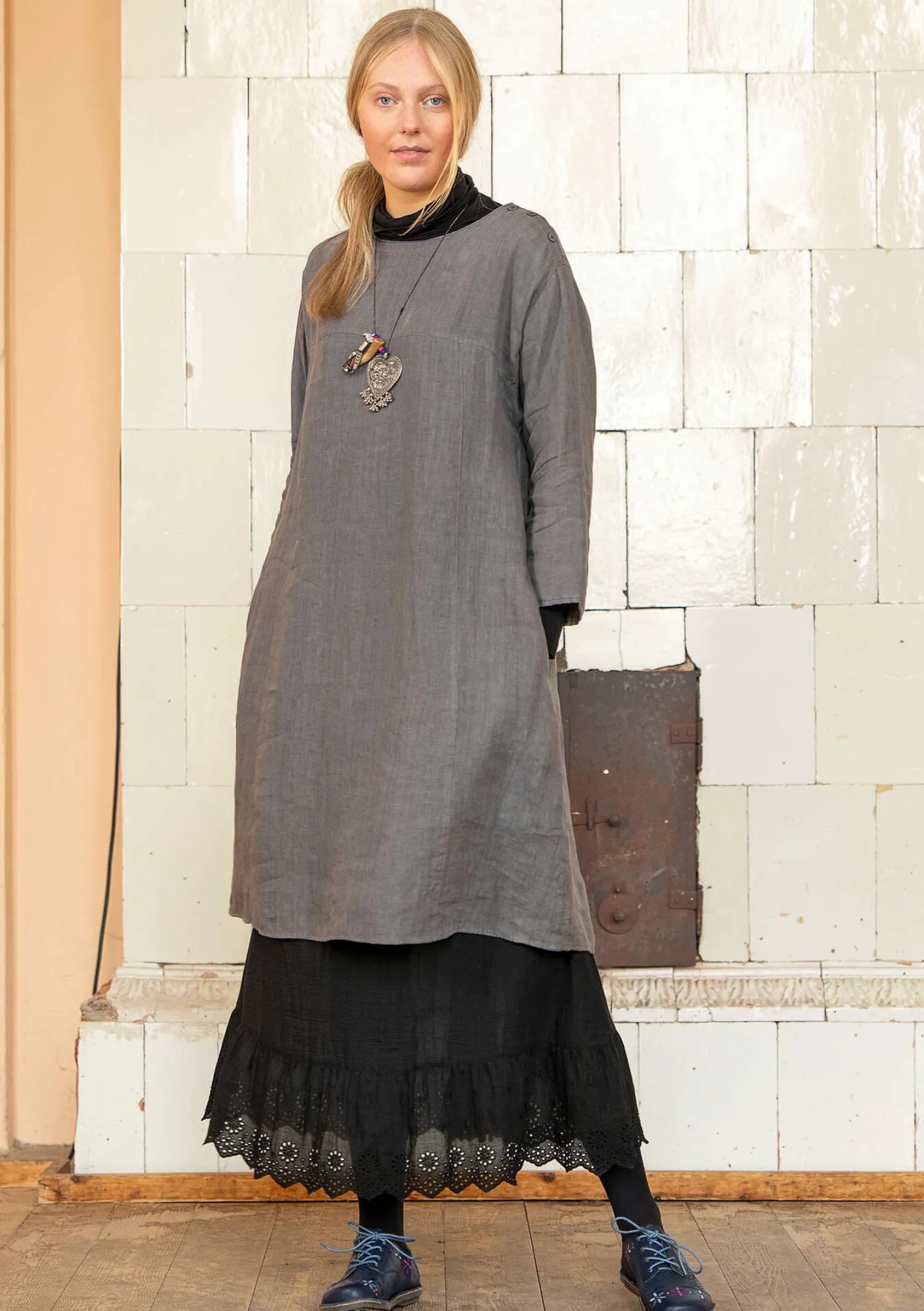 Cheap Gudrun Sjödén Kleid aus Leinengewebe indigo
