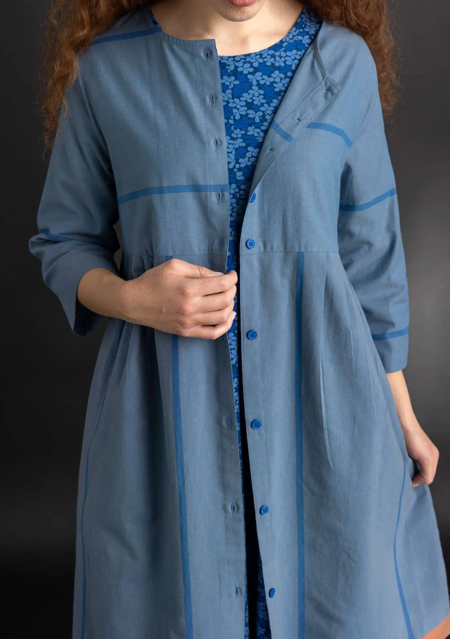 Sale Gudrun Sjödén Kleid „Ava” aus Bio-Baumwollgewebe leinenblau
