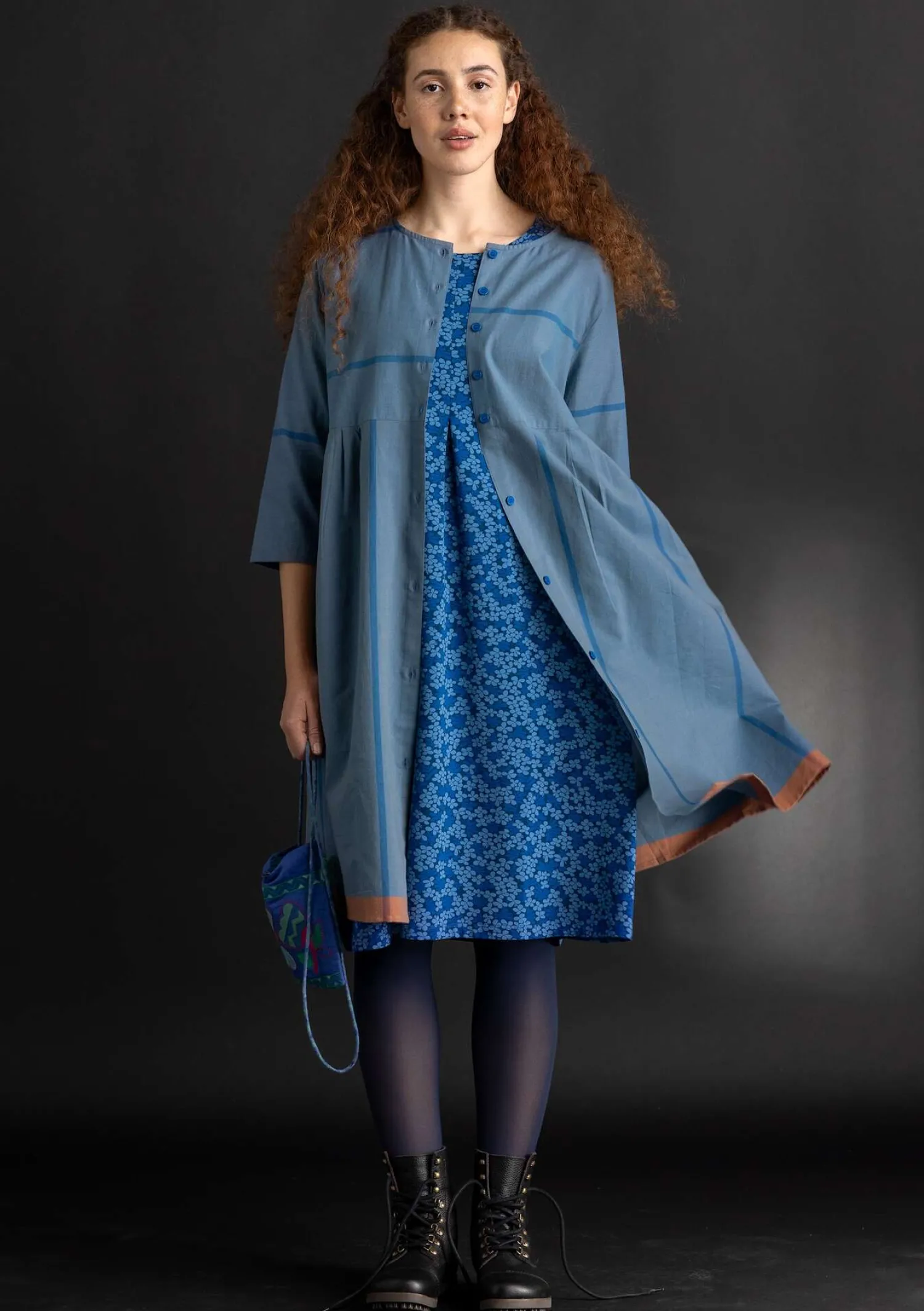 Best Sale Gudrun Sjödén Kleid „Ava” aus Bio-Baumwollgewebe leinenblau
