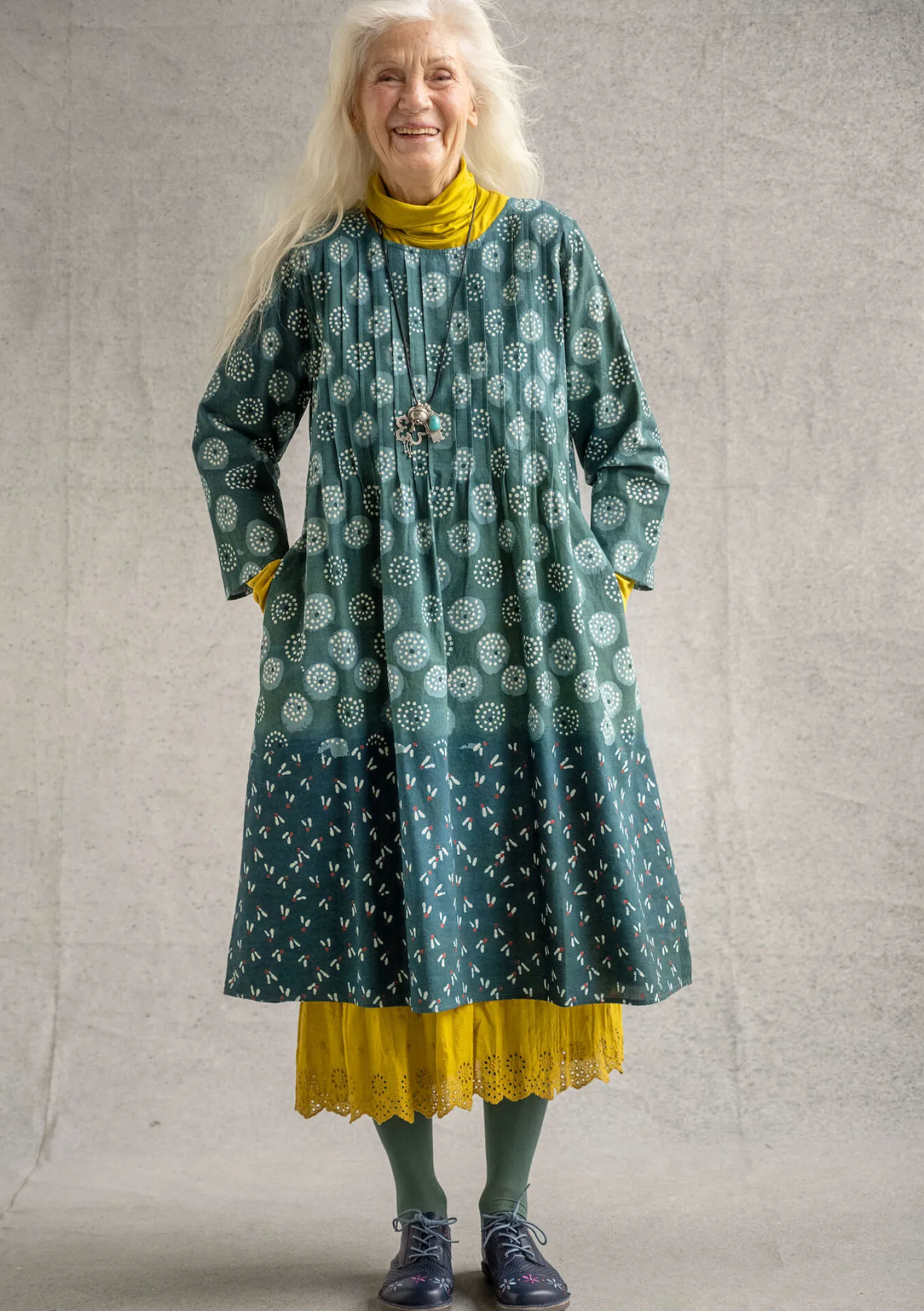 Outlet Gudrun Sjödén Kleid „Clay“ aus Bio-Baumwollgewebe indigo