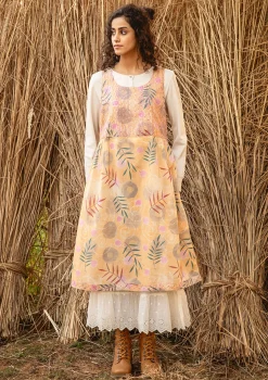 Clearance Gudrun Sjödén Kleid „Embla“ aus Bio-Baumwollgewebe aprikose