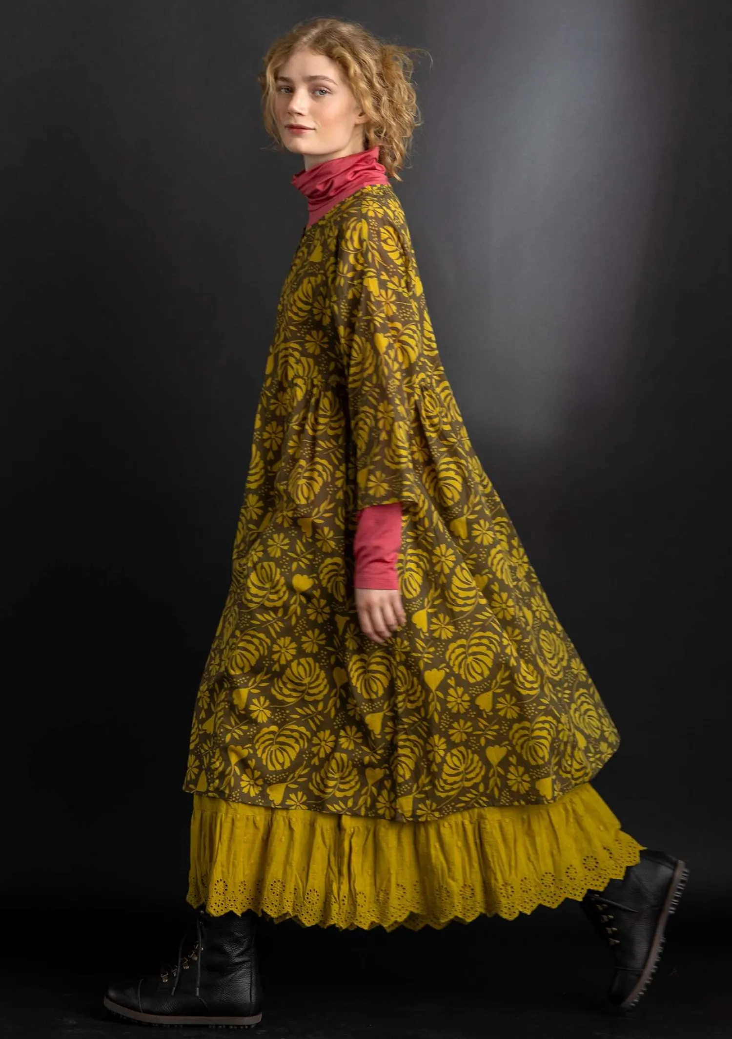 Cheap Gudrun Sjödén Kleid „Hedda“ aus Bio-Baumwollgewebe senf-gemustert