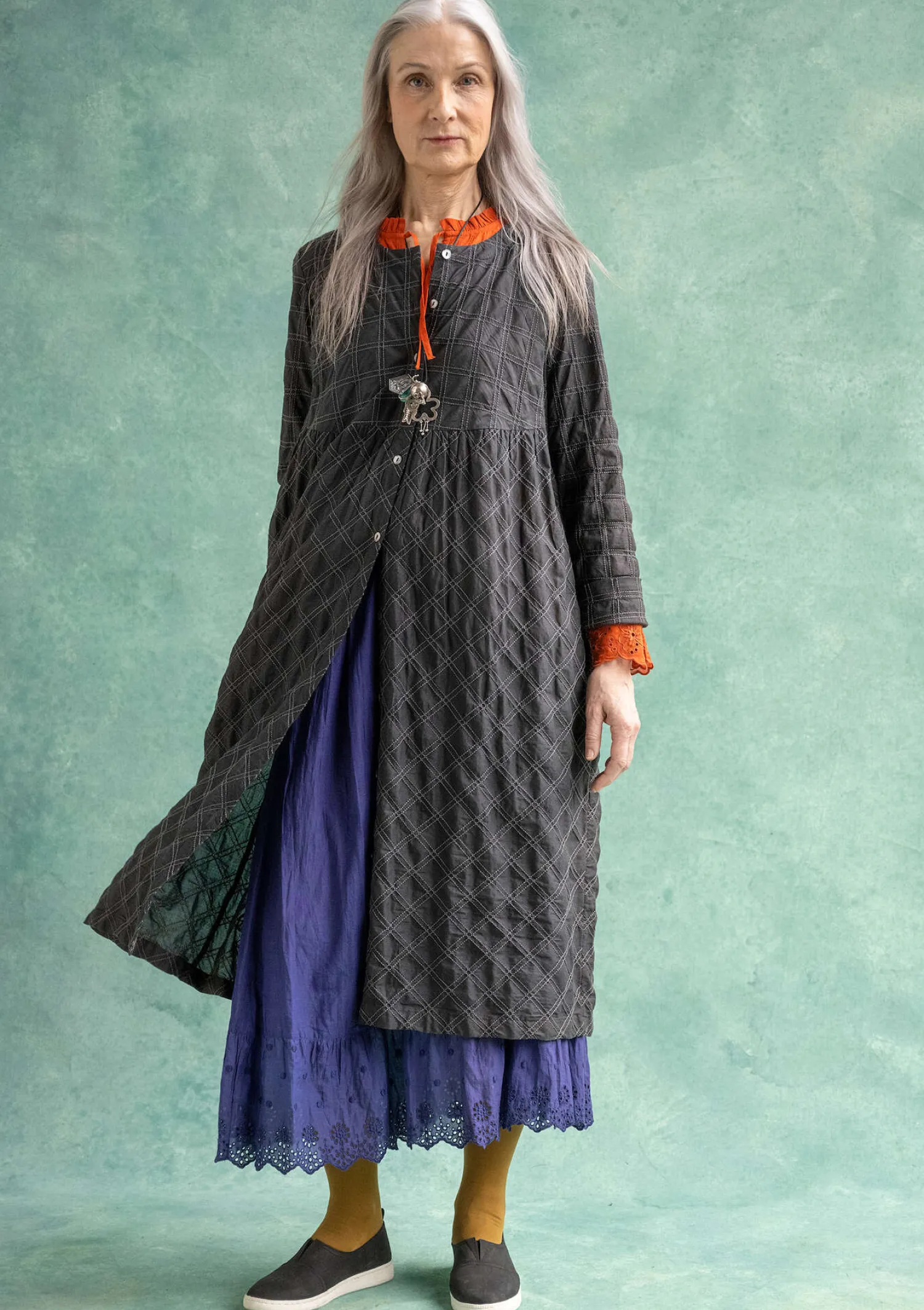 Store Gudrun Sjödén Kleid „Helga“ aus Bio-Baumwollgewebe dunkelpetrol