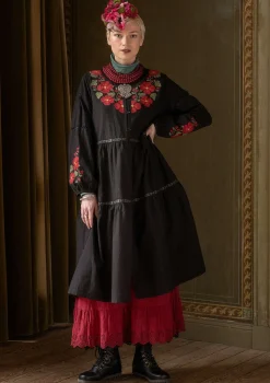 Outlet Gudrun Sjödén Kleid „Åland“ aus Bio-Baumwollgewebe moosbeere