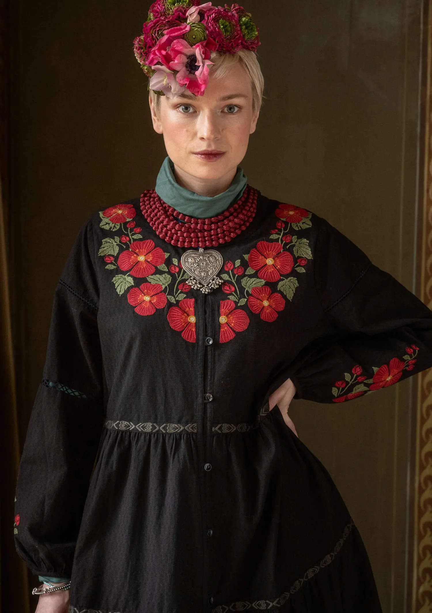 New Gudrun Sjödén Kleid „Åland“ aus Bio-Baumwollgewebe pinie