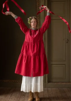 Best Sale Gudrun Sjödén Kleid „Åland“ aus Bio-Baumwollgewebe moosbeere