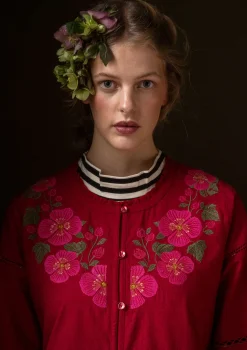 Best Sale Gudrun Sjödén Kleid „Åland“ aus Bio-Baumwollgewebe moosbeere
