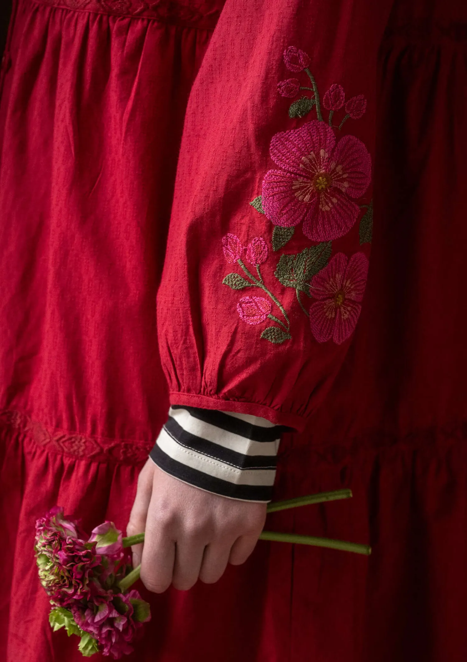 Best Sale Gudrun Sjödén Kleid „Åland“ aus Bio-Baumwollgewebe moosbeere