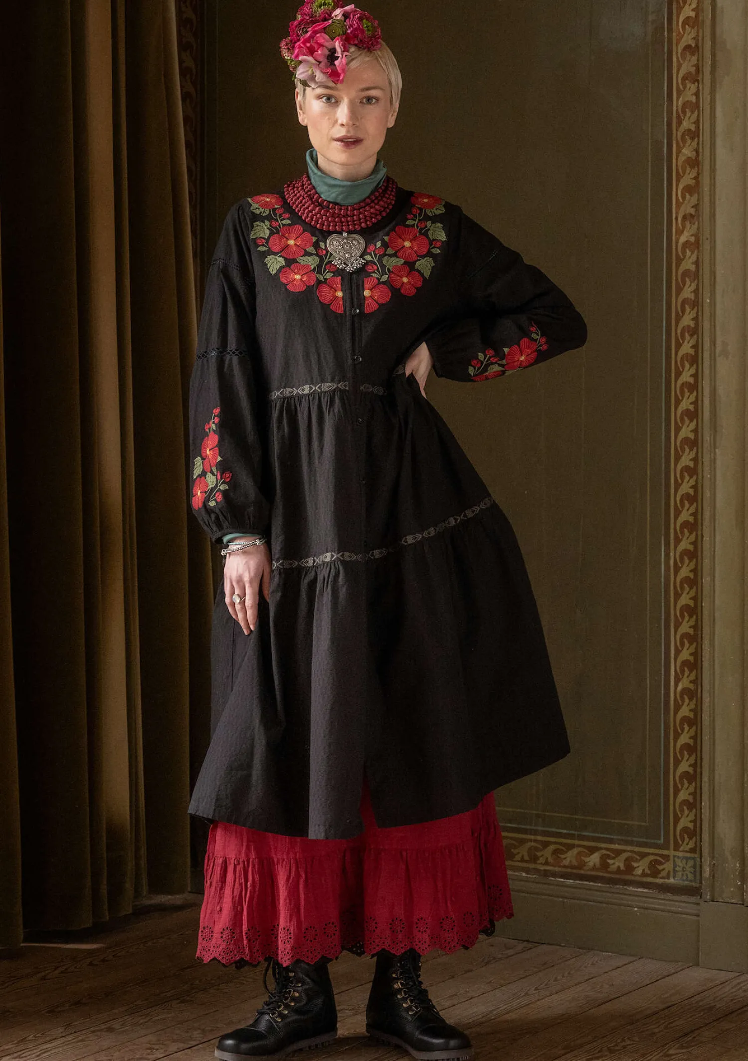 Flash Sale Gudrun Sjödén Kleid „Åland“ aus Bio-Baumwollgewebe moosbeere