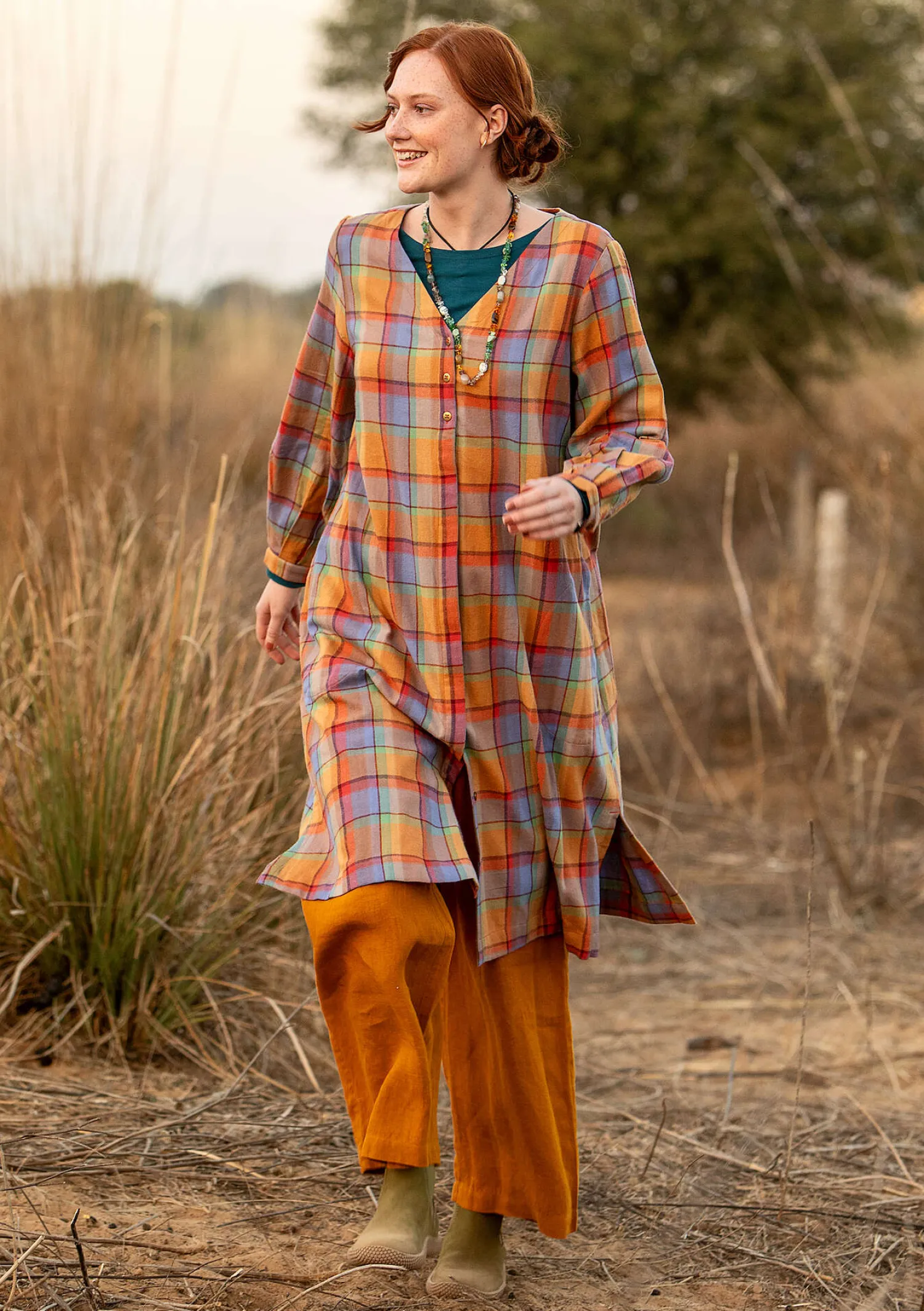 Shop Gudrun Sjödén Kleid „Skagen“ aus Bio-Baumwollgewebe meeresgrün