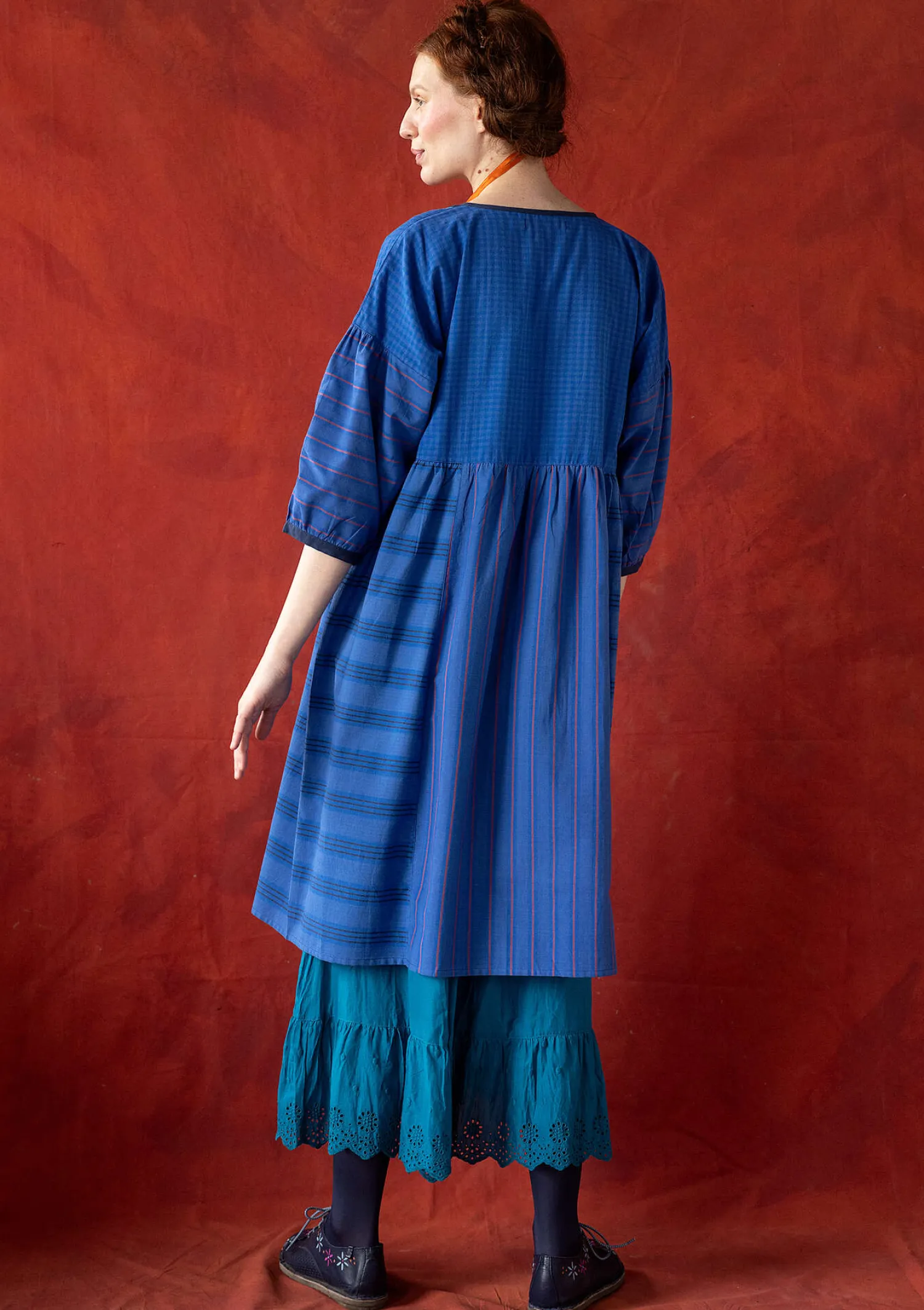 Fashion Gudrun Sjödén Kleid „Sofia“ aus Bio-Baumwollgewebe bläuling
