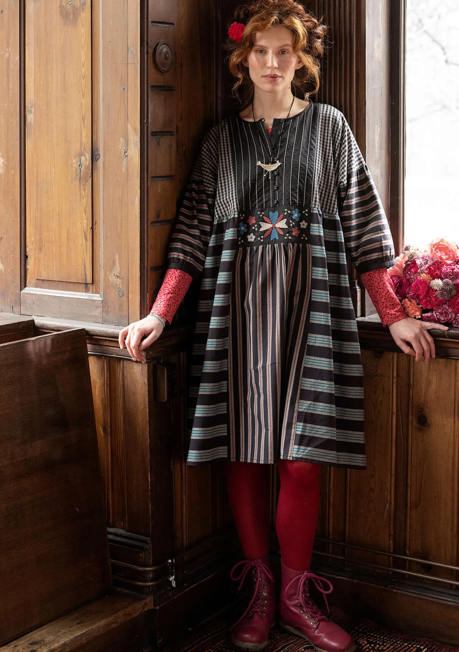Store Gudrun Sjödén Kleid „Sofia“ aus Bio-Baumwollgewebe krapprot