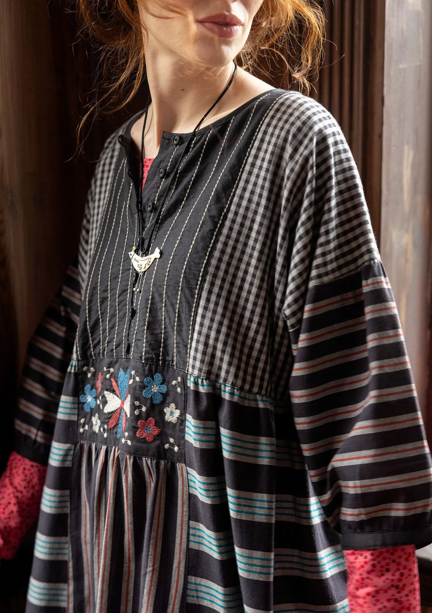 Outlet Gudrun Sjödén Kleid „Sofia“ aus Bio-Baumwollgewebe krapprot