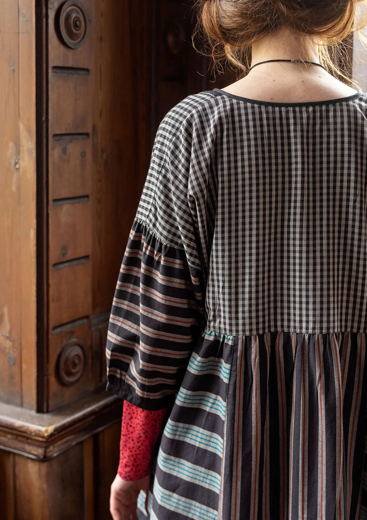 Clearance Gudrun Sjödén Kleid „Sofia“ aus Bio-Baumwollgewebe bläuling