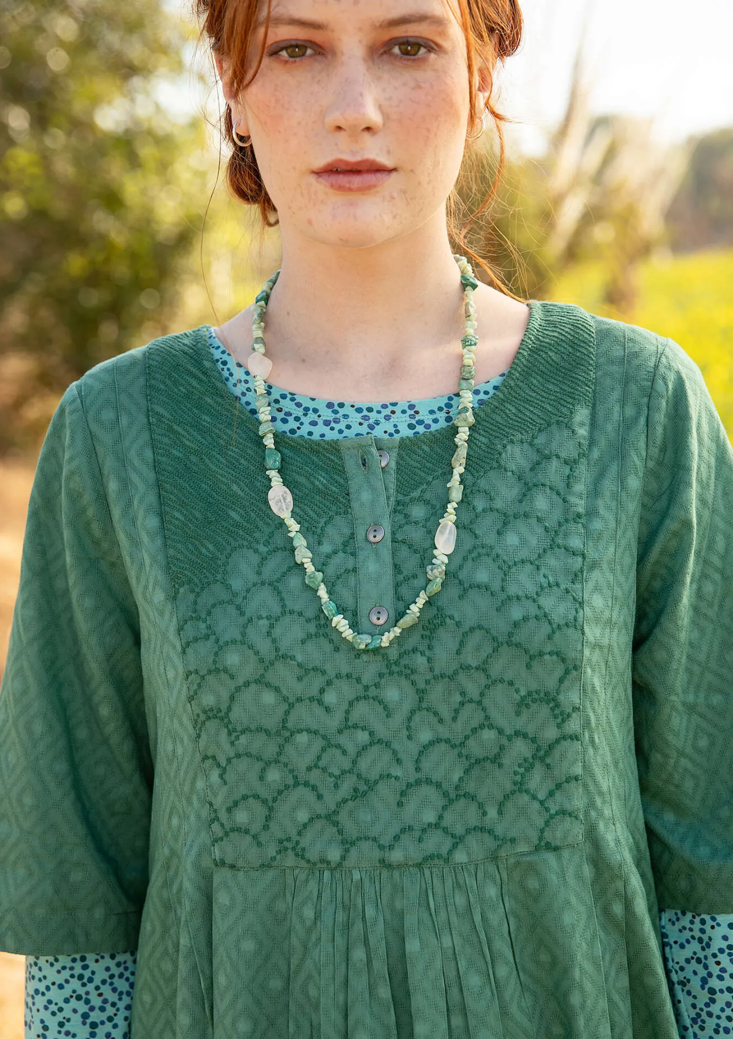 Cheap Gudrun Sjödén Kleid „Strandfynd“ aus Bio-Baumwollgewebe meerglasgrün