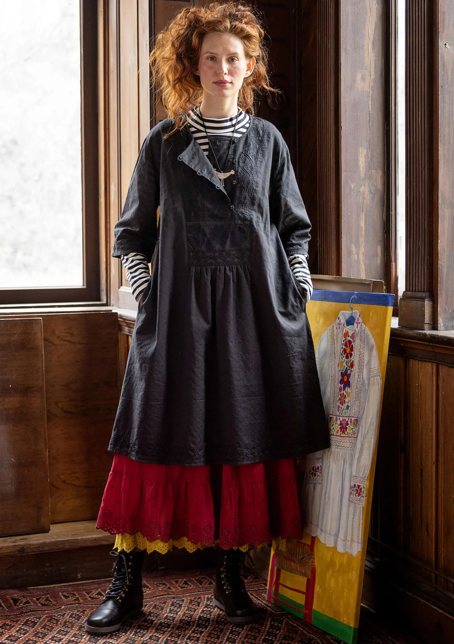 Fashion Gudrun Sjödén Kleid „Wanja“ aus Bio-Baumwollgewebe mohn