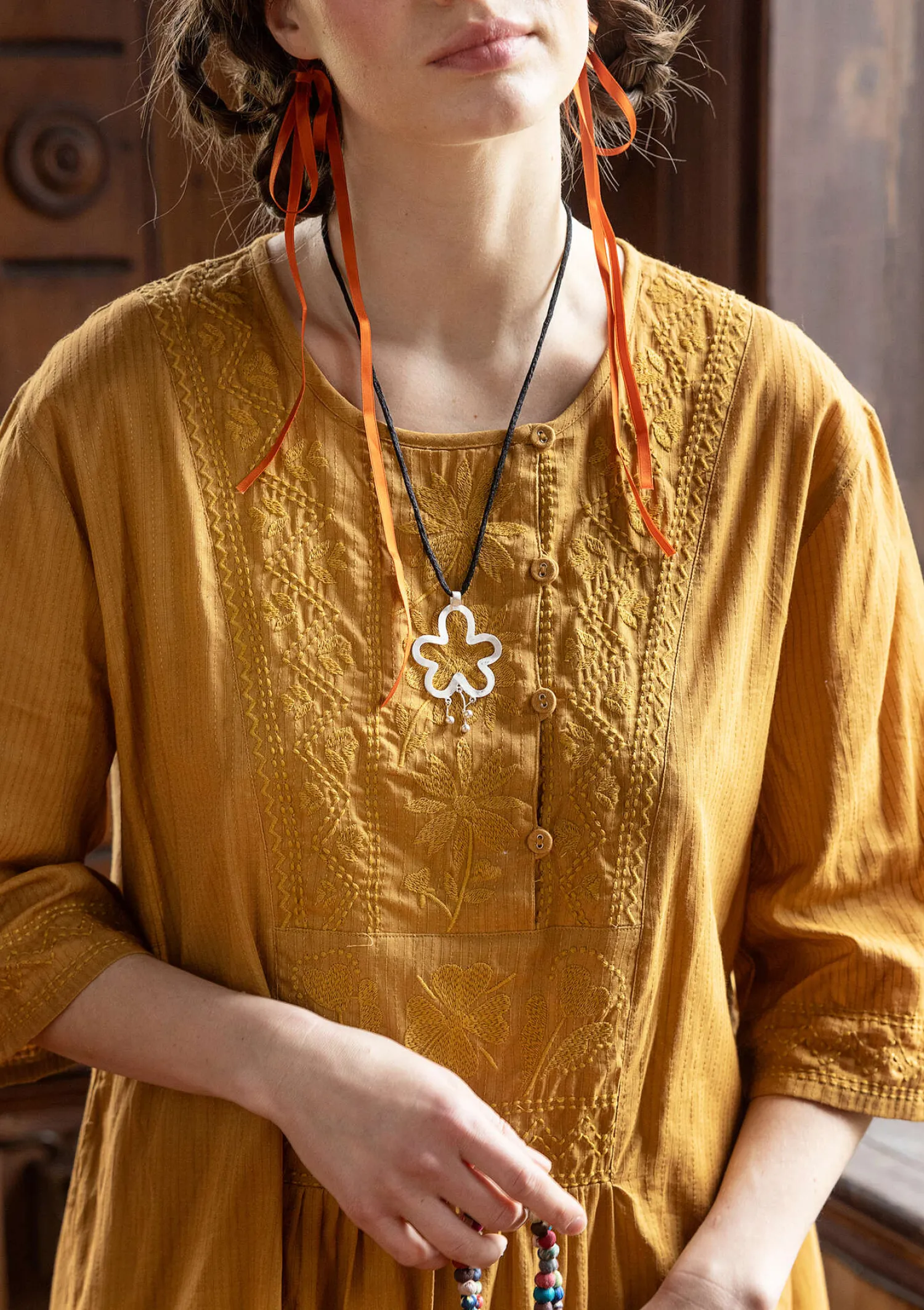Best Sale Gudrun Sjödén Kleid „Wanja“ aus Bio-Baumwollgewebe ocker