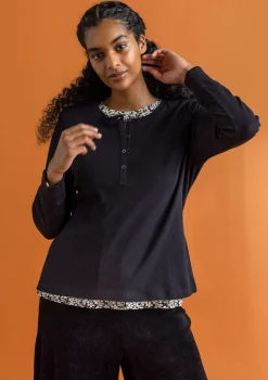 Shop Gudrun Sjödén Knopfleistenshirt aus Bio-Baumwollripp schwarz
