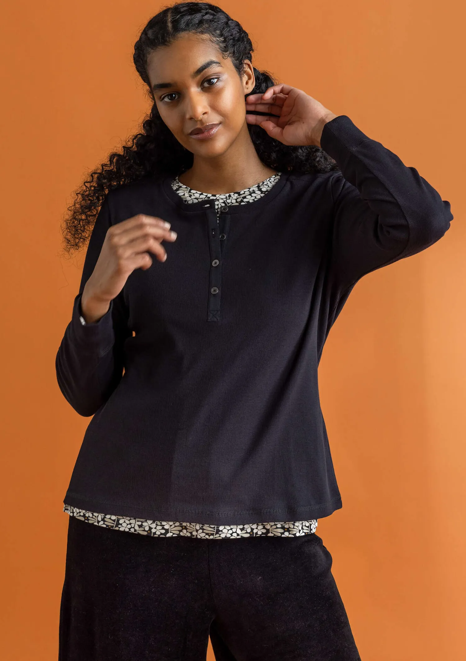 Hot Gudrun Sjödén Knopfleistenshirt aus Bio-Baumwollripp opalgrün