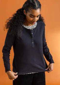 Online Gudrun Sjödén Knopfleistenshirt aus Bio-Baumwollripp rost