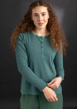 Best Gudrun Sjödén Knopfleistenshirt aus Bio-Baumwollripp indigoblau