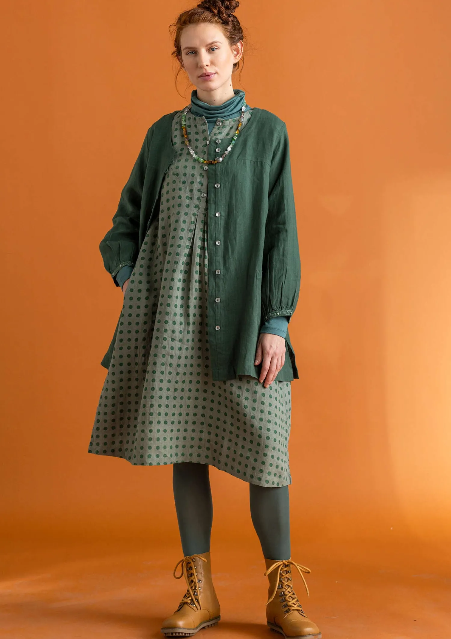 Best Gudrun Sjödén Künstlerbluse „Asta“ aus Leinengewebe senf