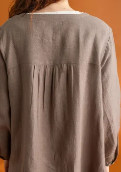 Best Gudrun Sjödén Künstlerbluse „Asta“ aus Leinengewebe dunkelgrün