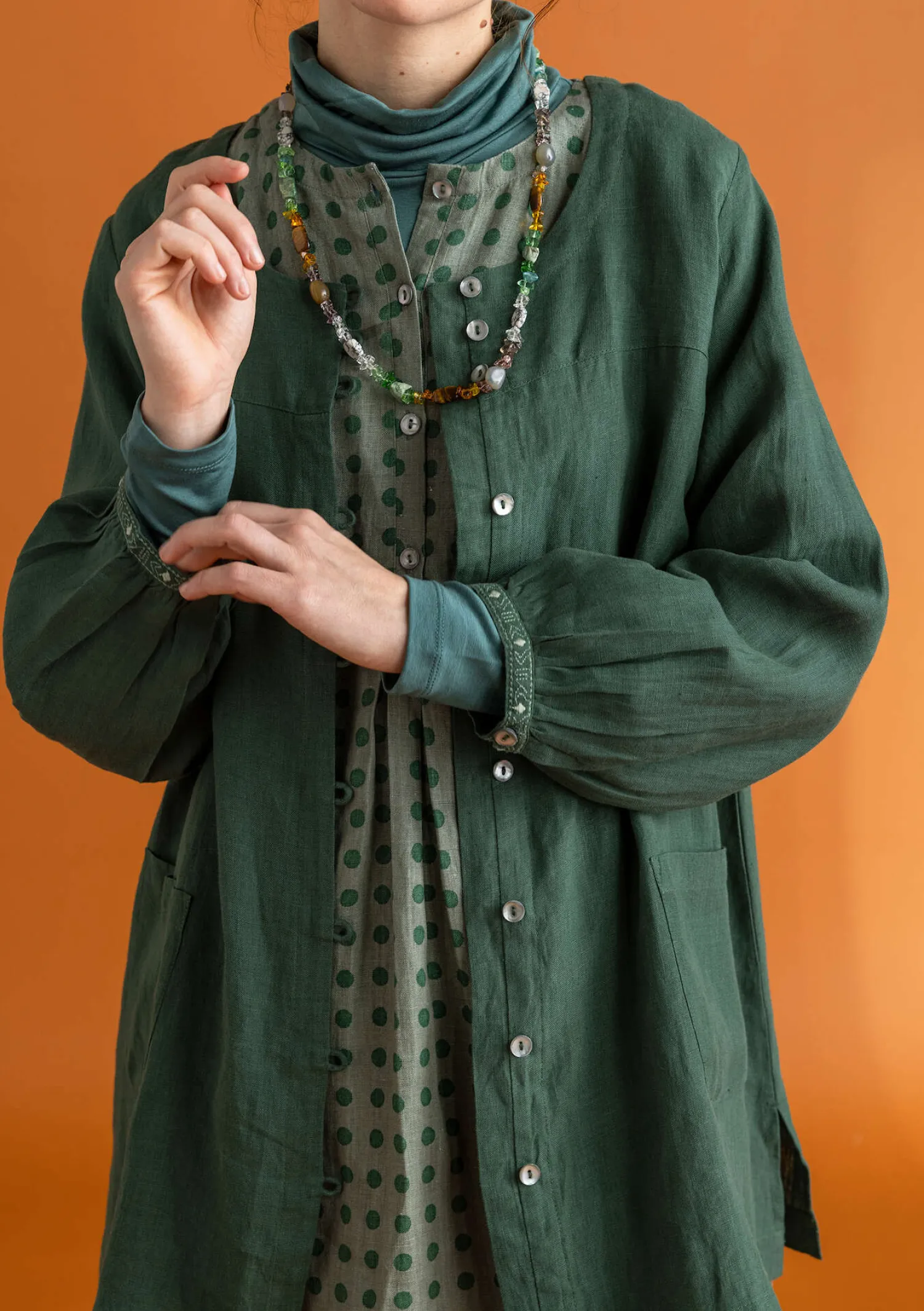 New Gudrun Sjödén Künstlerbluse „Asta“ aus Leinengewebe indigo-gestreift