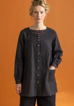 Fashion Gudrun Sjödén Künstlerbluse „Asta“ aus Leinengewebe purpur-gestreift
