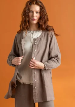 Online Gudrun Sjödén Künstlerbluse „Asta“ aus Leinengewebe purpur-gestreift