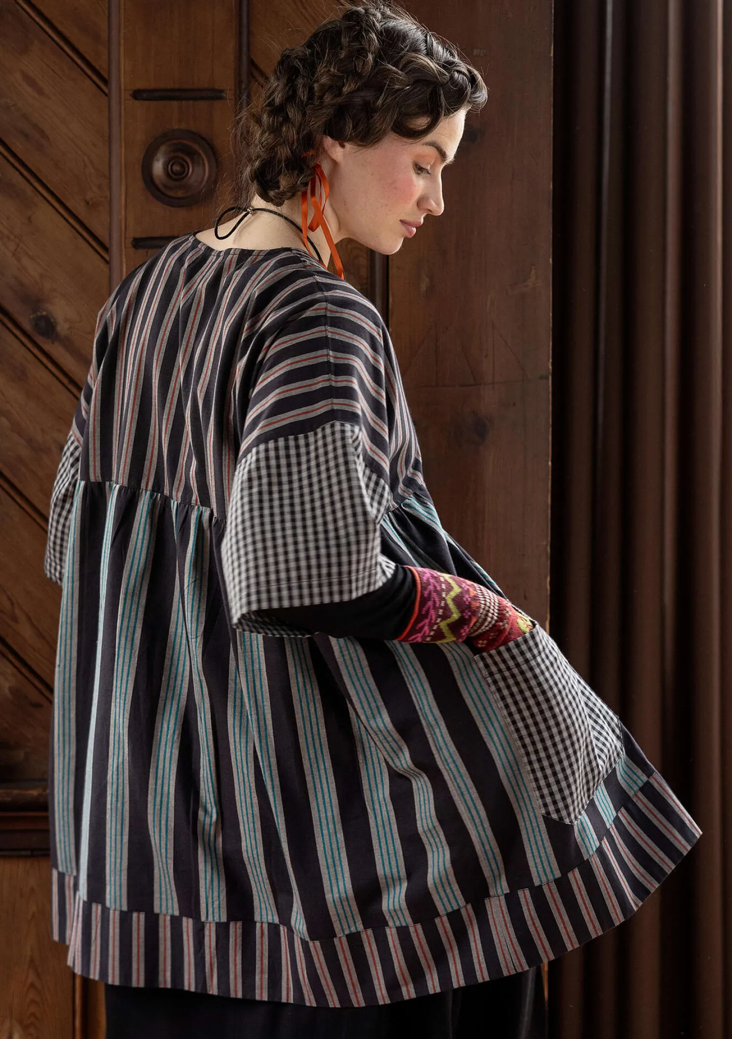 Cheap Gudrun Sjödén Künstlerbluse „Sofia“ aus Bio-Baumwolle krapprot