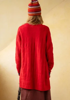 Outlet Gudrun Sjödén Langstrickjacke „Capella“ aus Lammwolle aschrosa-melange