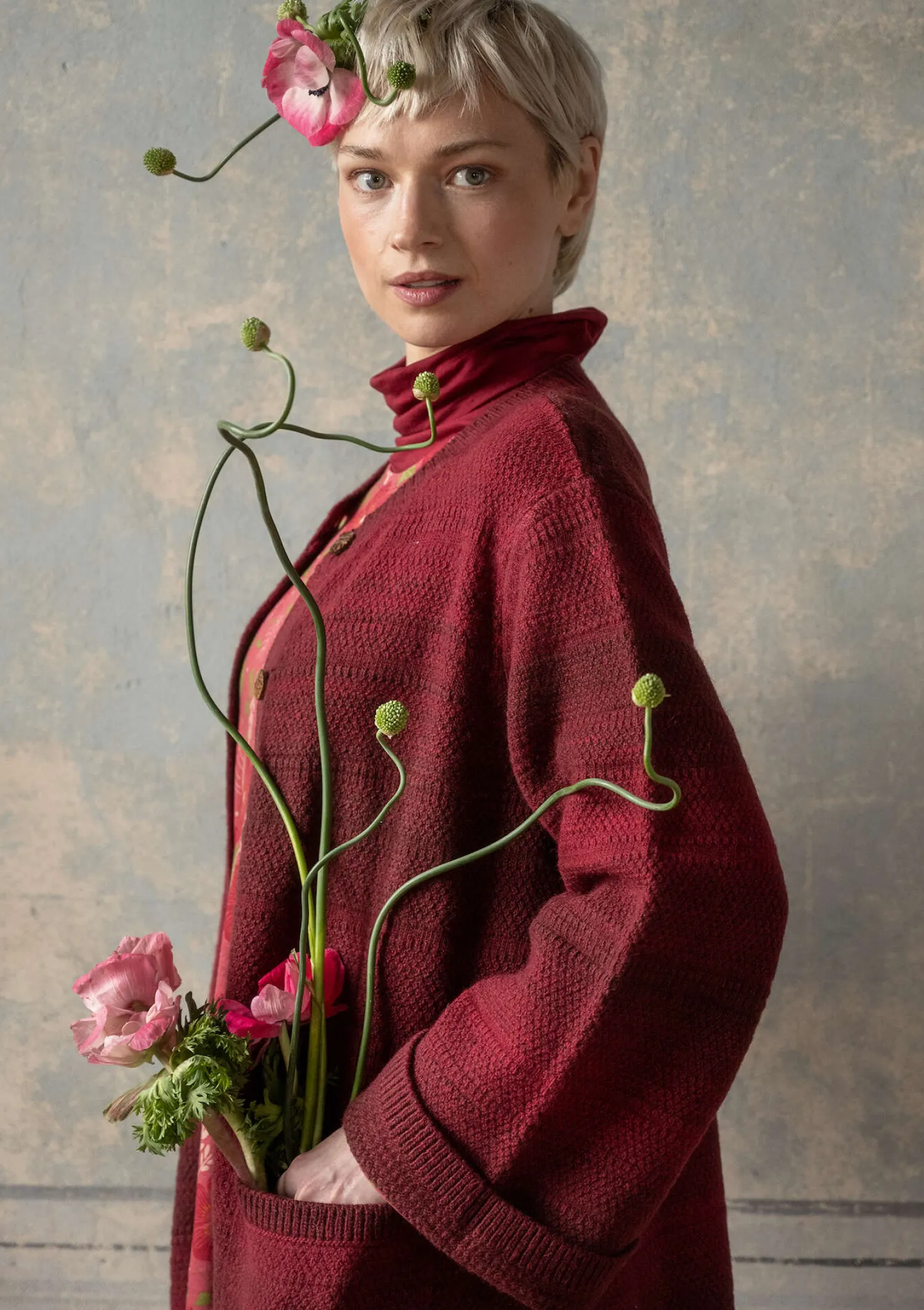 Best Gudrun Sjödén Langstrickjacke „Eckerö“ aus Space-Dye-Wolle schwarz