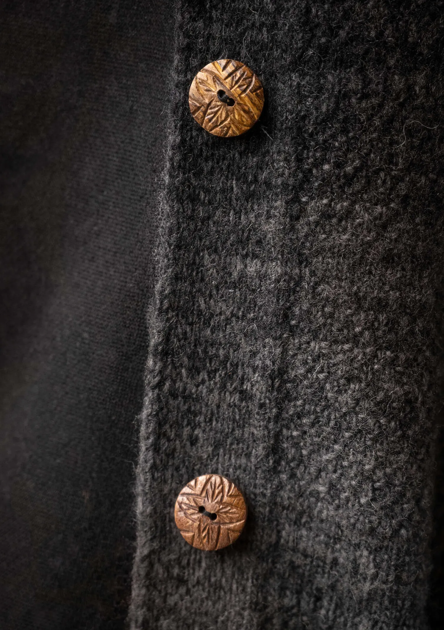 Clearance Gudrun Sjödén Langstrickjacke „Eckerö“ aus Space-Dye-Wolle schwarz