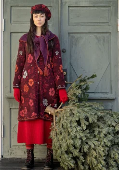 Discount Gudrun Sjödén Langstrickjacke „Gnistra“ aus Bio- und Recycling-Baumwolle/Alpakawollgemisch aubergine